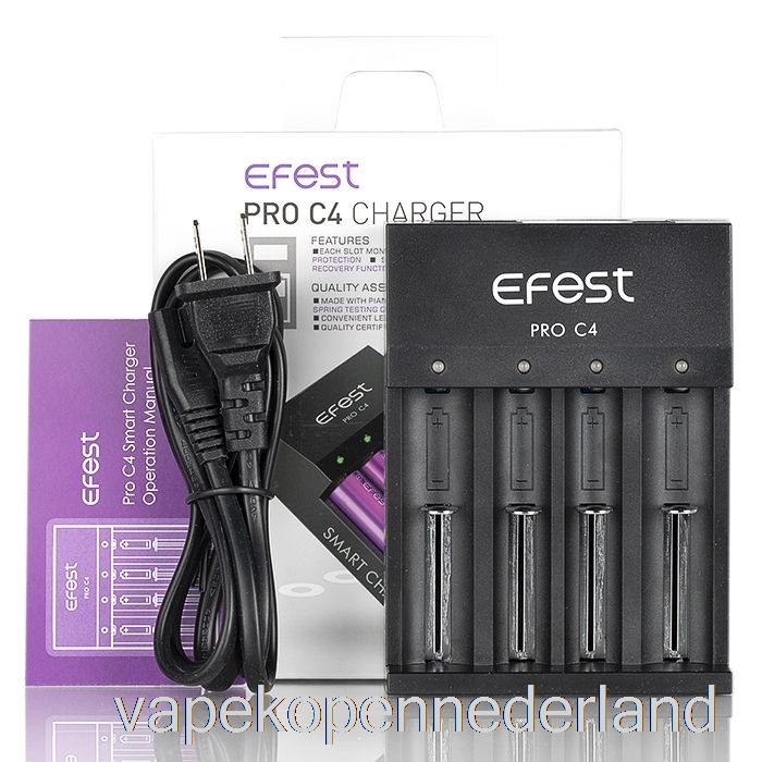 Elektronische Sigaret Vape Efest Pro C4 4-bay Slimme Batterijlader