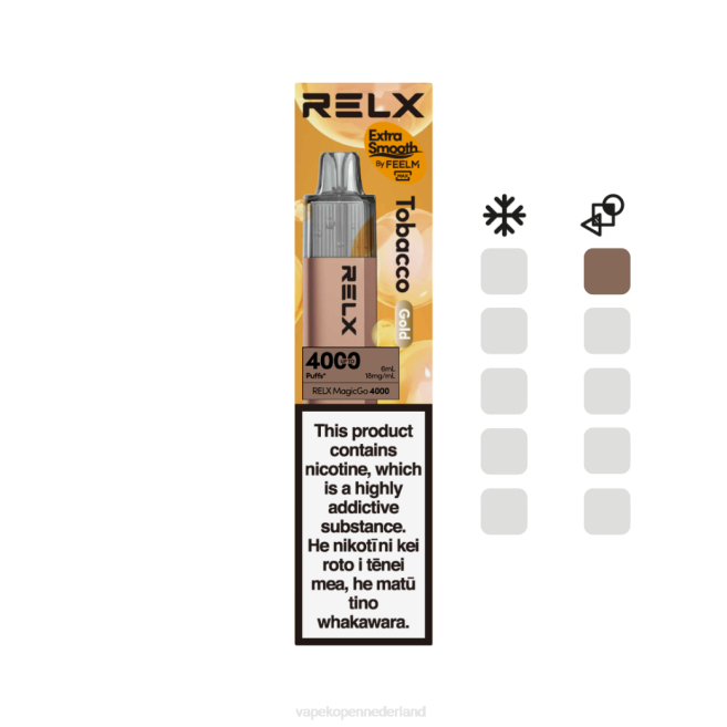 E-Liquid Nederland tabak (goud) - RELX MagicGo 4000 wegwerpdamp LZ0V2