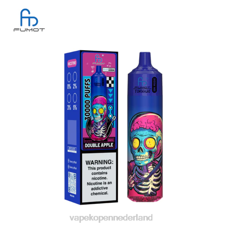 Vape Nederland P8RF11 dubbele appel Fumot Tornado 30k muziek