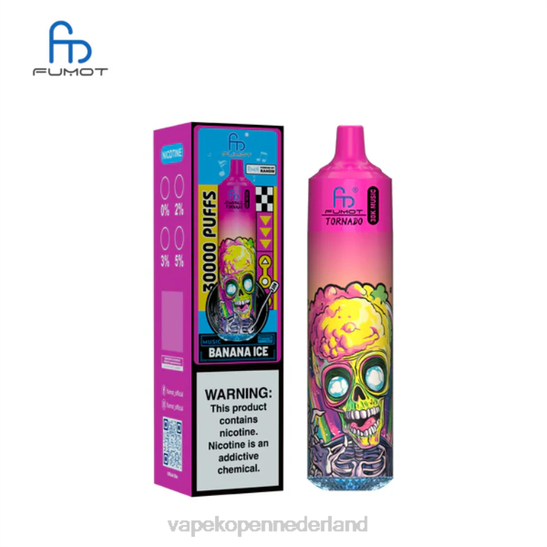Vape Nederland P8RF1 bananen ijs Fumot Tornado 30k muziek