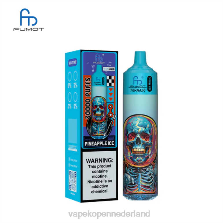 Vape Zonder Nicotine P8RF22 ananas ijs Fumot Tornado 30k muziek