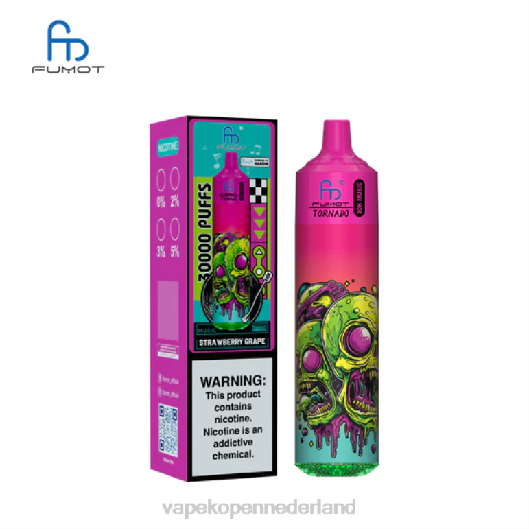 Vape Zonder Nicotine P8RF27 aardbei druif Fumot Tornado 30k muziek