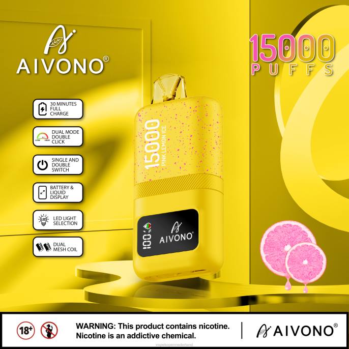 Aivono AIM magic 15000 roze citroenijs - 260461 Vape Nederland