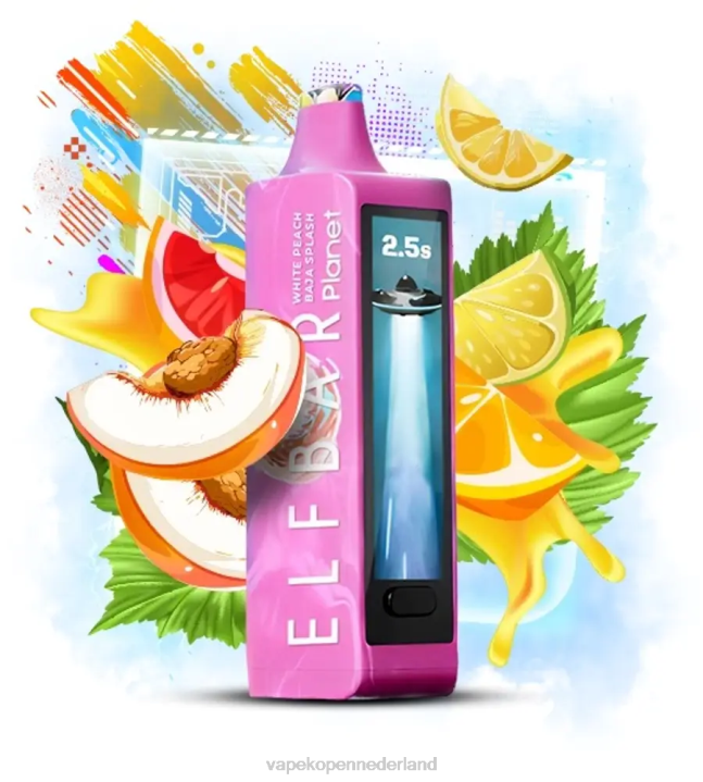 E-Liquid Nederland FT0H20 - witte perzik baja splash Elf Bar Planet 25000