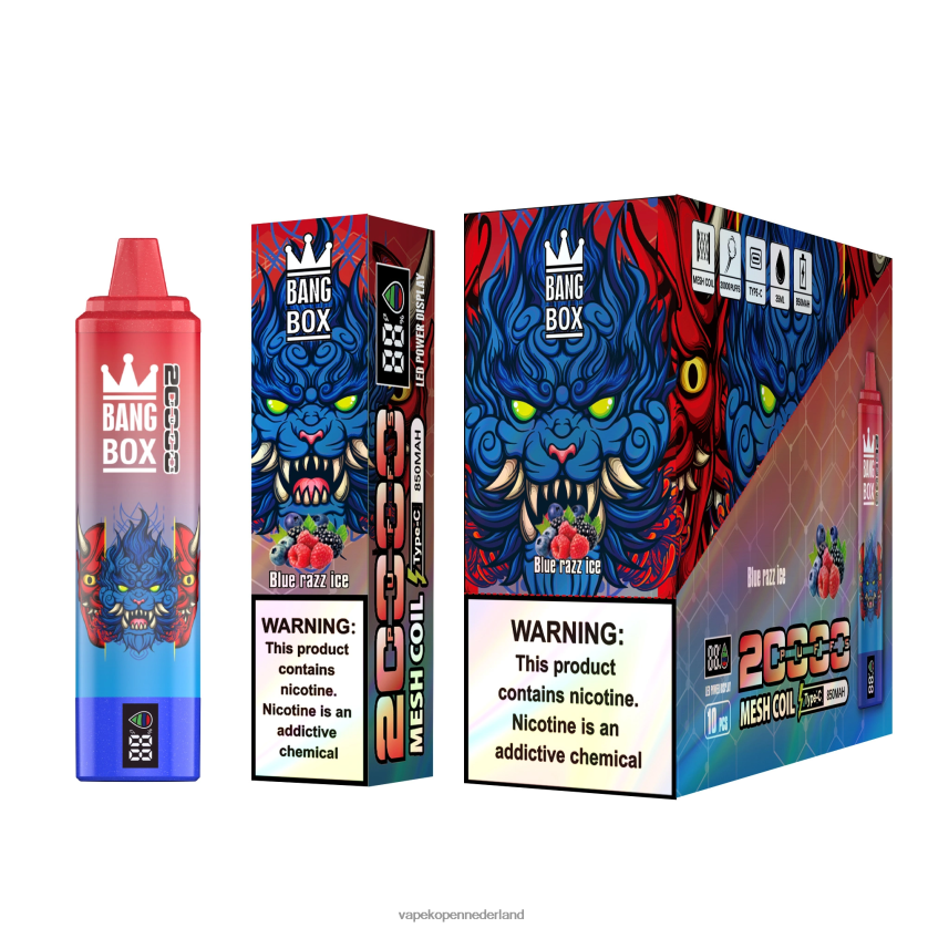 E-Liquid Nederland NFBX6N59 blauw razz-ijs - Bang Box 20.000 trekjes slim scherm