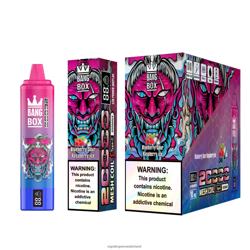 Electronic Cigarette Vape NFBX6N55 bosbessenzuur frambozenijs - Bang Box 20.000 trekjes slim scherm