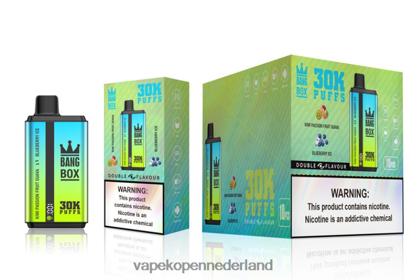 Electronic Cigarette Vape NFBX6N65 Kiwi-passievrucht-guave en bosbessenijs - Bang Box 30.000 soesjes dubbele smaken