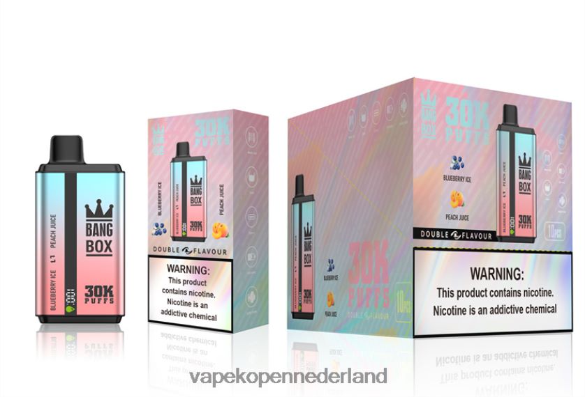 Vape Kopen NFBX6N63 bosbessenijs en perziksap - Bang Box 30.000 soesjes dubbele smaken
