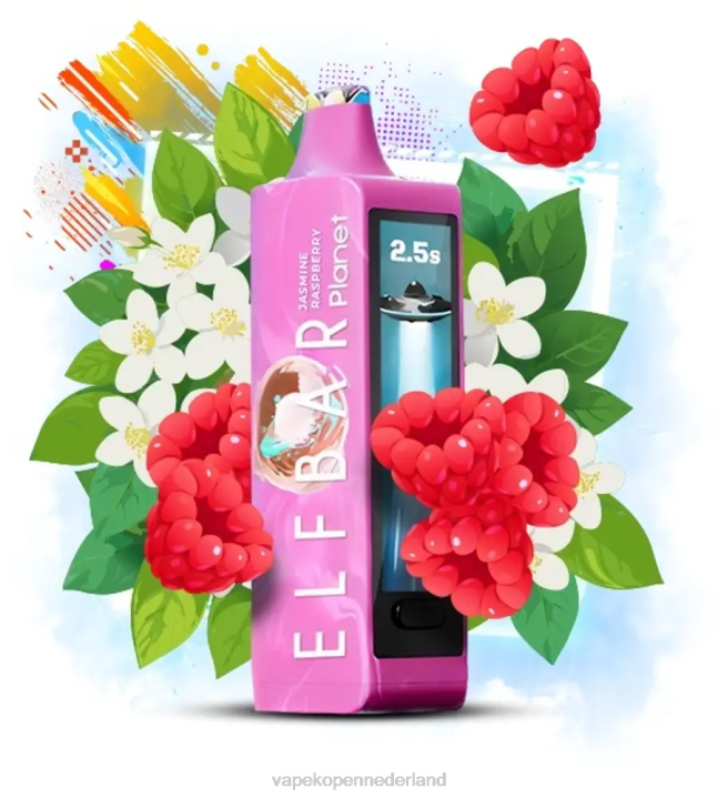 Vape Nederland FT0H19 - jasmijn framboos Elf Bar Planet 25000