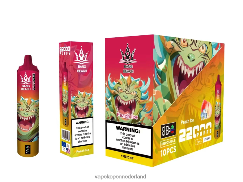 Vape Nederland NFBX6N16 perzik ijs - Bang Beach 22000 trekjes slim scherm