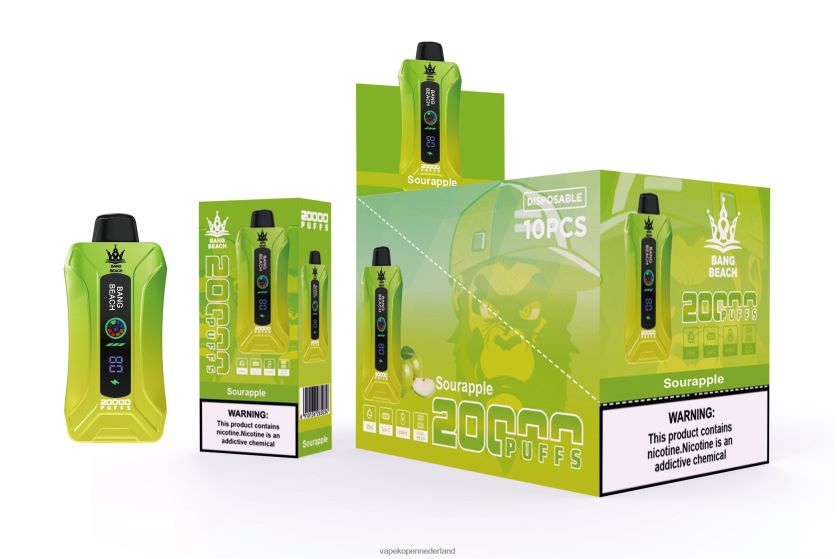 Vape Nederland NFBX6N1 zure appel - Bang Beach 20.000 trekjes slimme schermvape