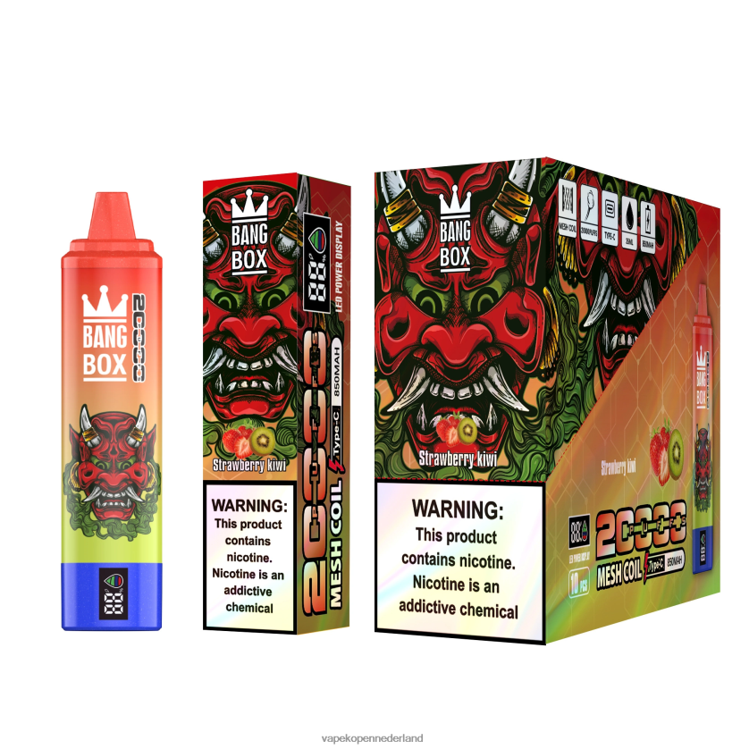 Vape Nederland NFBX6N51 aardbei-kiwi - Bang Box 20.000 trekjes slim scherm