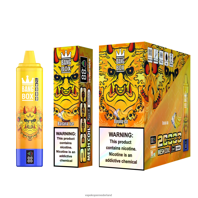 Vape Zonder Nicotine NFBX6N57 bananen ijs - Bang Box 20.000 trekjes slim scherm