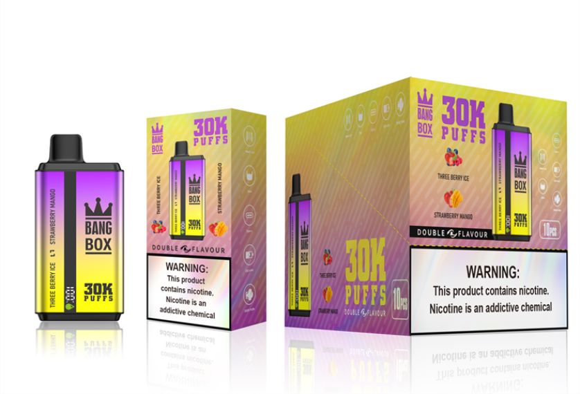 Vape Zonder Nicotine NFBX6N67 drie bessenijs en aardbei-mango - Bang Box 30.000 soesjes dubbele smaken
