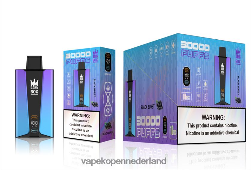 Vape Zonder Nicotine NFBX6N77 zwarte uitbarsting - Bang Box 30.000 trekjes slim scherm