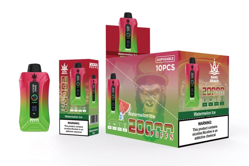 Vape Zonder Nicotine NFBX6N7 watermeloen ijs - Bang Beach 20.000 trekjes slimme schermvape