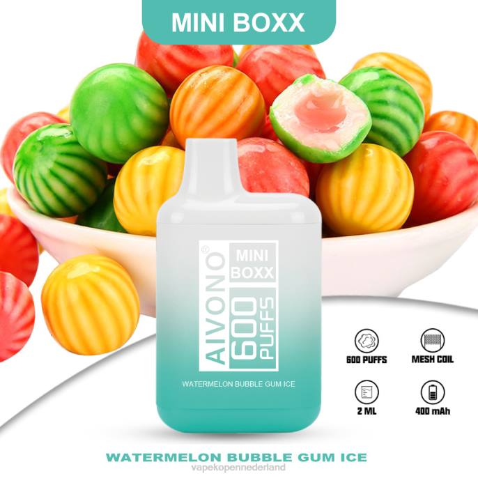 Aivono AIM MINI BOXX 600 watermeloen kauwgom ijs - 2604235 Vape Nederland