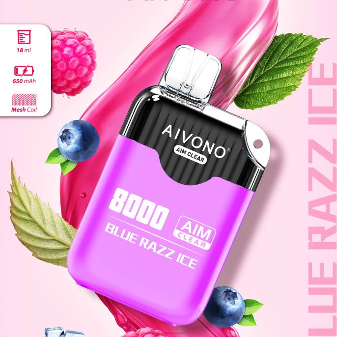 Aivono AIM CLEAR 8000 blauw razz-ijs - 2604202 Vape Nederland