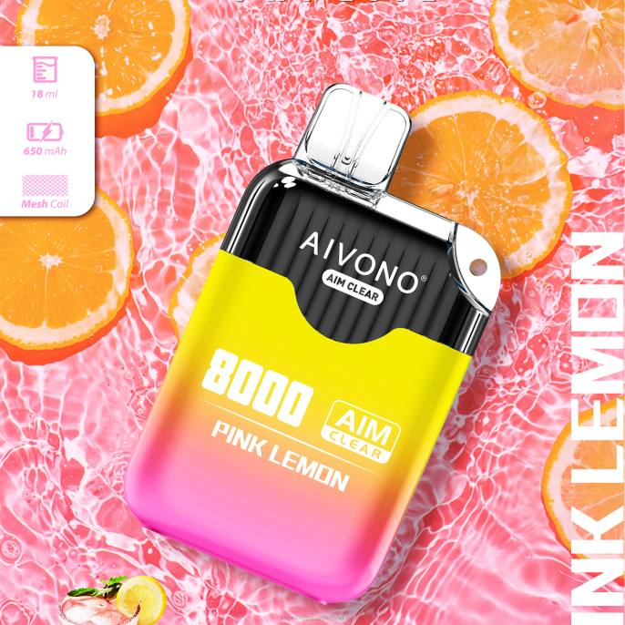 Aivono AIM CLEAR 8000 roze citroen - 2604211 Vape Nederland