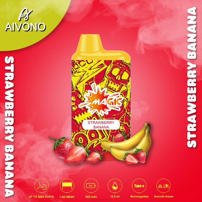 Aivono AIM MAGIC 5800 monddoossigaret aardbei banaan - 260493 Electronic Cigarette Vape