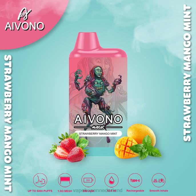 Aivono AIM MAGIC 5800 monddoossigaret aardbei-mango munt - 260497 Vape Nederland