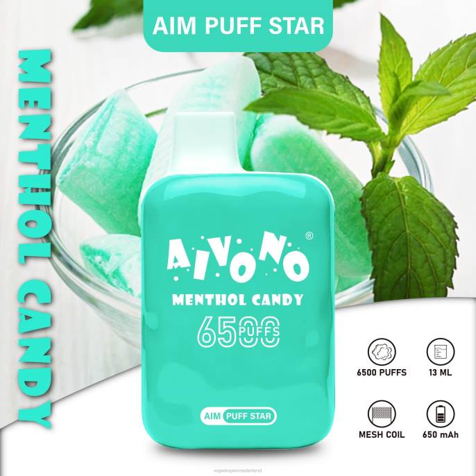 Aivono AIM PUFF STAR 6500 menthol snoep - 2604295 Vape Nederland