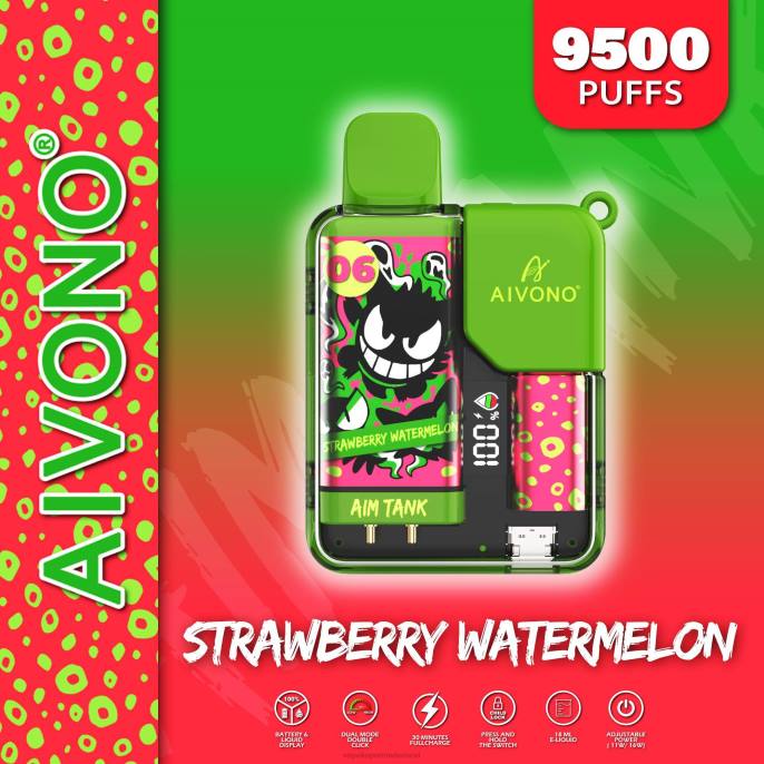 Aivono AIM TANK 9500 aardbei watermeloen - 260446 Vape Nederland