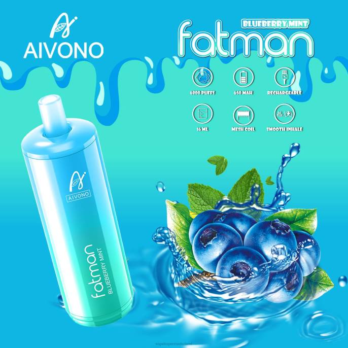 Aivono FATMAN 6800 bosbessen munt - 260422 Vape Nederland