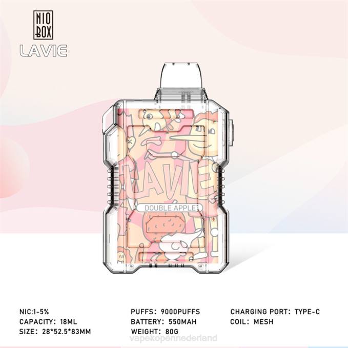 P8B2195 Electronic Cigarette Vape - dubbele appel LAVIE NIO BOX 9000 trekjes