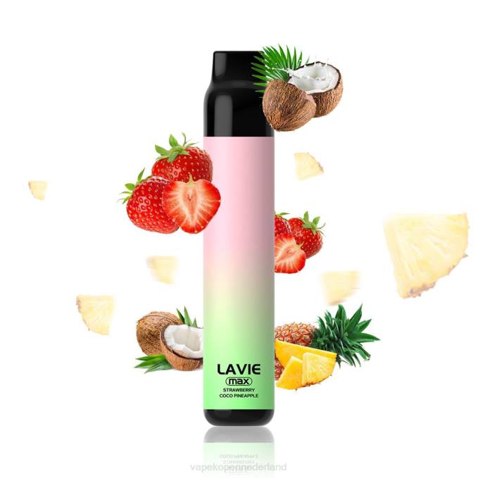 P8B2283 Vape Nederland - aardbei-kokosappel LAVIE BAR 5000 trekjes - max