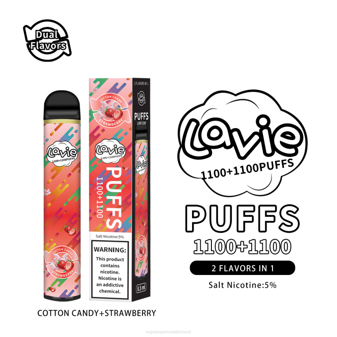 P8B2293 E-Liquid Nederland - suikerspin/aardbei LAVIE BAR Switch 2200 trekjes