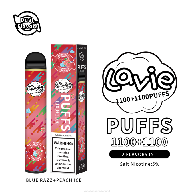 P8B2298 Vape Nederland - blauw razz/perzikijs LAVIE BAR Switch 2200 trekjes